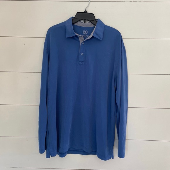 Mens BUGATCHI Uomo Royal Blue Long Sleeve Polo‎ sz XL Modal Rayon - Picture 1 of 6